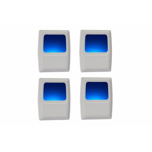 Amertac Amerelle Plug-In Forever-Glo LED Night Light - 4 Pack - Always-On Cool Blue Glow, Energy Efficient - White Finish - Ideal for the Bedroom, Bathroom, Kitchen, Hallway, Stairs or any Dark Room