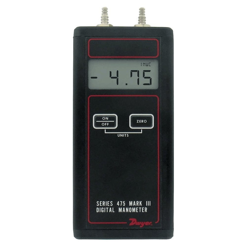 Dwyer Differential Pressure Digital Manometer Handheld, 475-00-FM, FM Approved, 0-4.0" w.c.