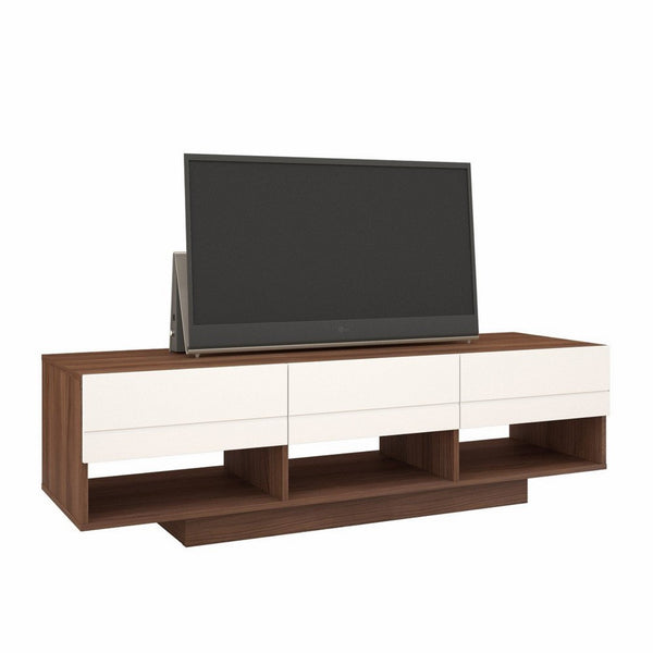 Nexera 105140 Sequence TV Stand, 60-inch, Walnut & White