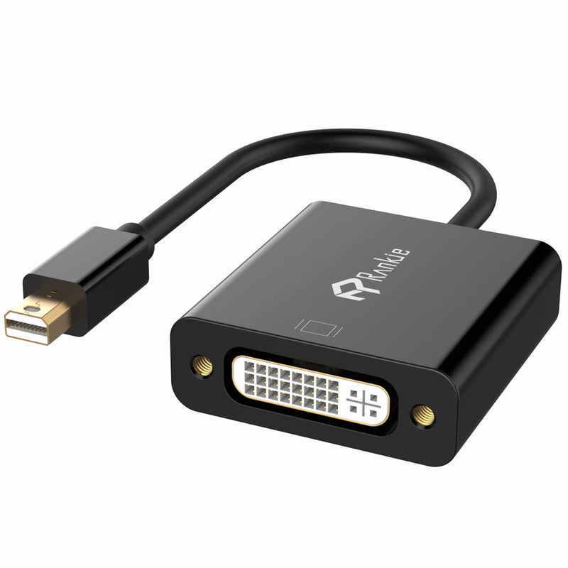 Rankie Mini DP to DVI, Gold 1080P Plated Mini DisplayPort (Thunderbolt Port Compatible) to DVI Male to Female Adapter Converter (Black)