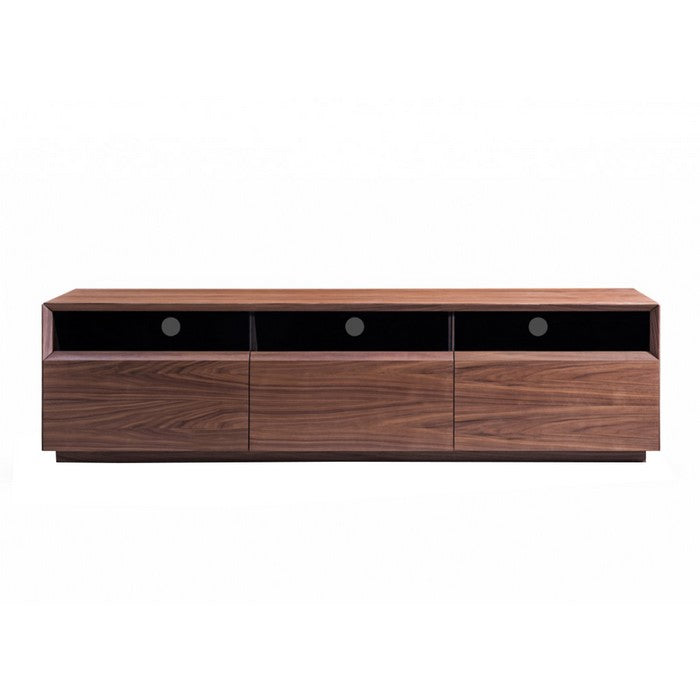 Wooden TV Stand with 3 Pull Out Drawers and 3 Open Shelves, Brown