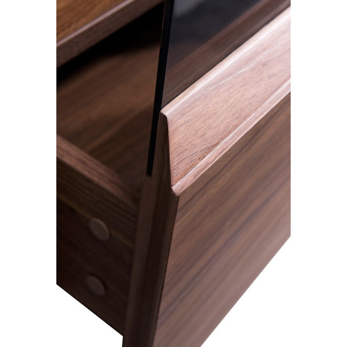 Wooden TV Stand with 3 Pull Out Drawers and 3 Open Shelves, Brown