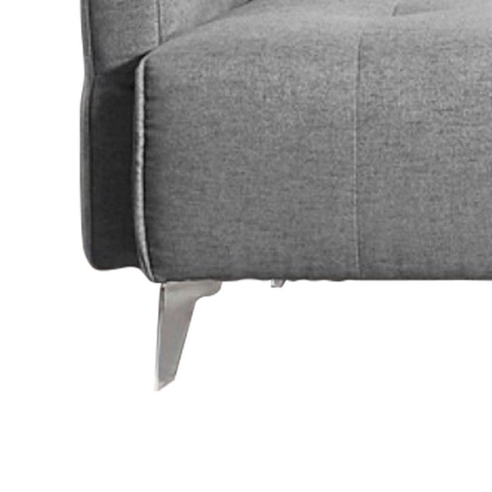 Fabric Upholstered Sofa with Adjustable Backrest and Movable Armrest, Gray