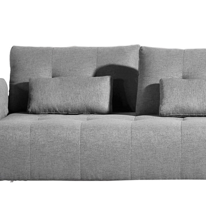 Fabric Upholstered Sofa with Adjustable Backrest and Movable Armrest, Gray