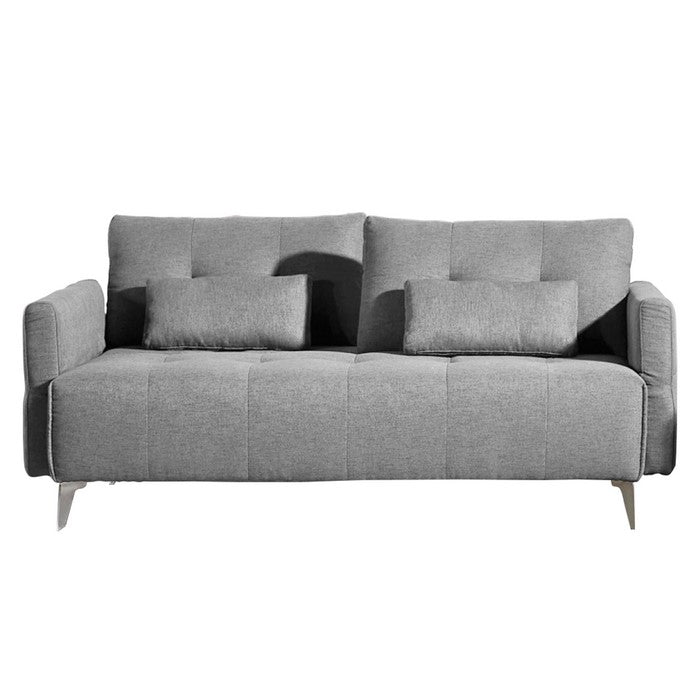 Fabric Upholstered Sofa with Adjustable Backrest and Movable Armrest, Gray