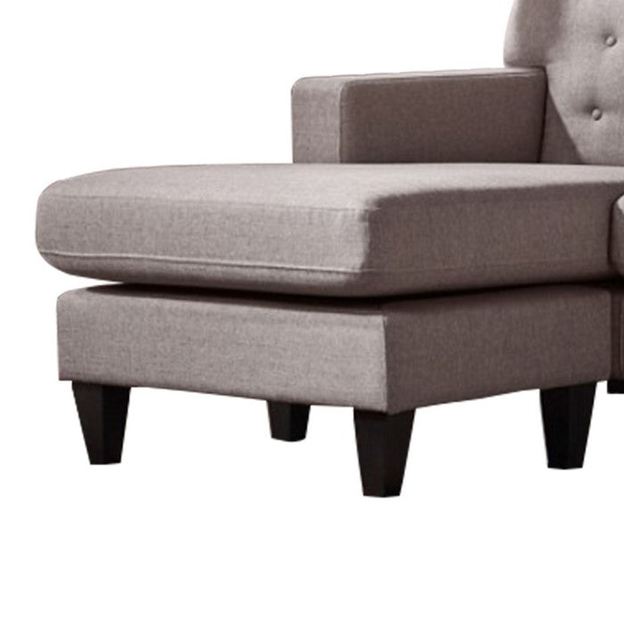 Button Tufted Fabric Upholstered Sofa with Ottoman and Track Arms, Gray