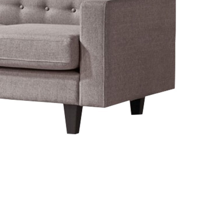 Button Tufted Fabric Upholstered Sofa with Ottoman and Track Arms, Gray