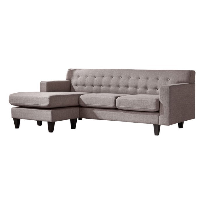 Button Tufted Fabric Upholstered Sofa with Ottoman and Track Arms, Gray