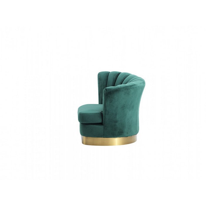 Upholstered Lounge Chair with Vertical Plush Tufted Back, Blue and Gold