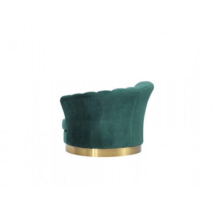 Upholstered Lounge Chair with Vertical Plush Tufted Back, Blue and Gold