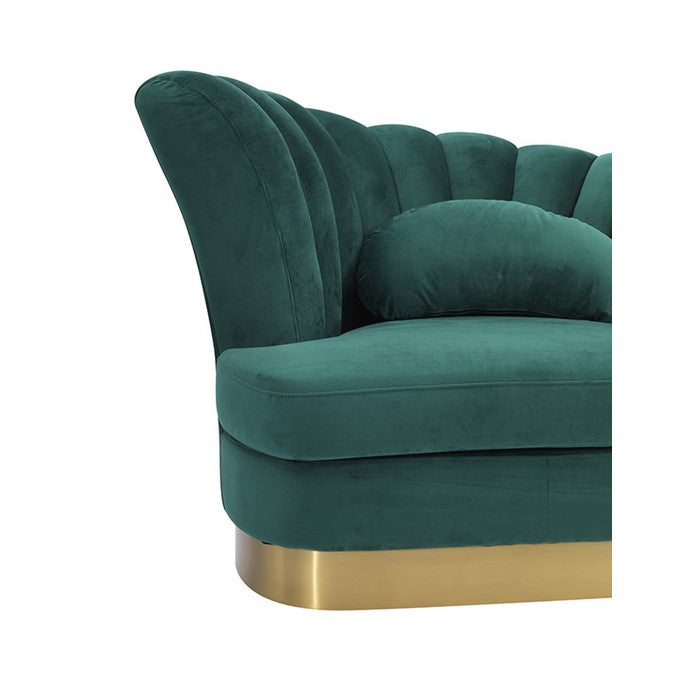 Upholstered Lounge Chair with Vertical Plush Tufted Back, Blue and Gold