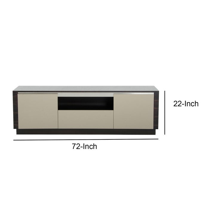 2 Doors and 1 Drawer Wooden TV Stand with 1 Open Compartment, Gray