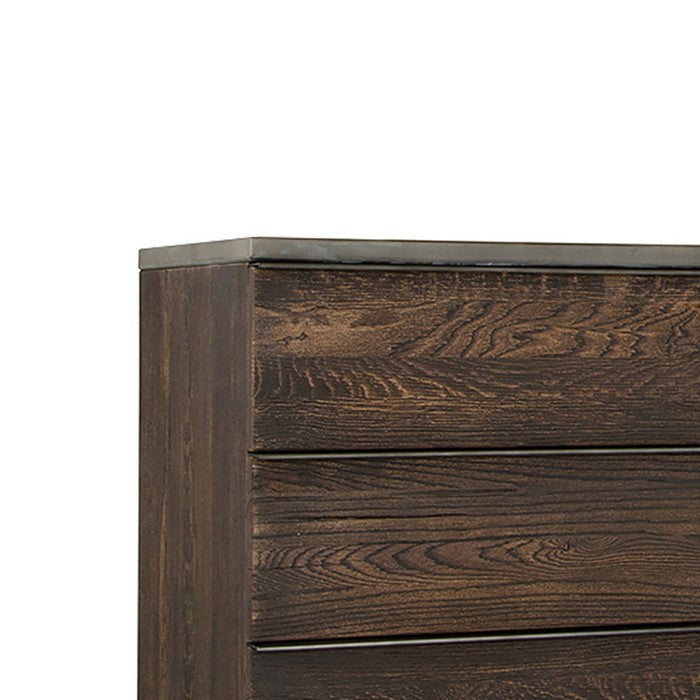 Wooden Frame Dresser with 6 Drawers with Metal Legs, Dark Brown