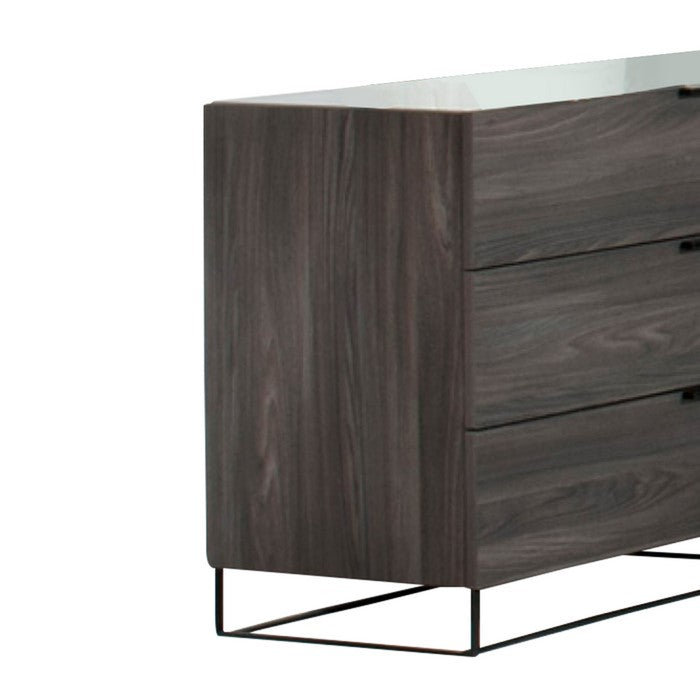 Wooden Frame Dresser with 6 Drawers with Metal Legs, Gray