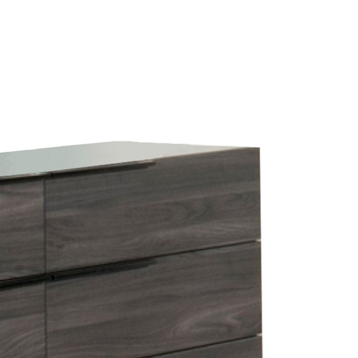 Wooden Frame Dresser with 6 Drawers with Metal Legs, Gray