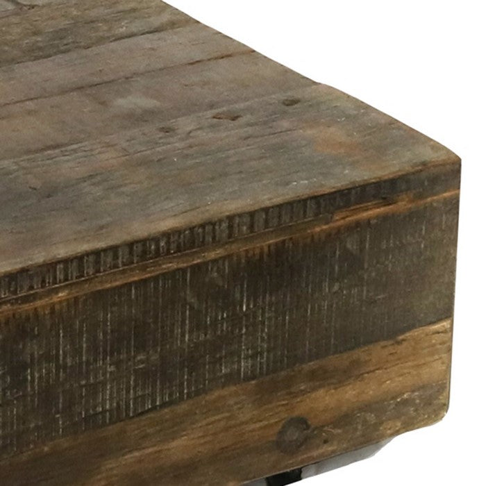 Contemporary Style Wooden Coffee Table with Raw Finishing, Brown