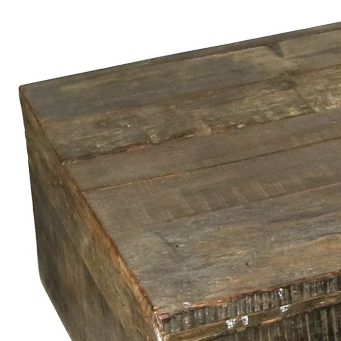 Contemporary Style Wooden Coffee Table with Raw Finishing, Brown