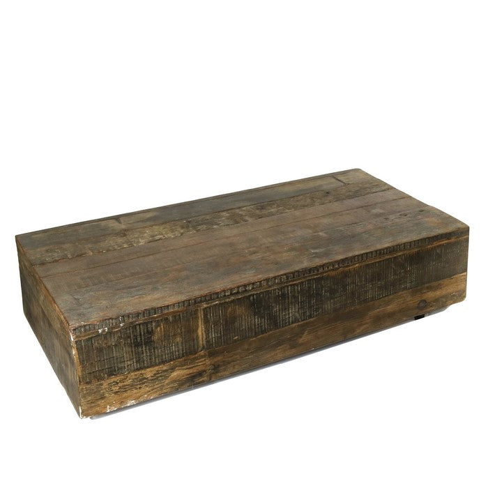 Contemporary Style Wooden Coffee Table with Raw Finishing, Brown