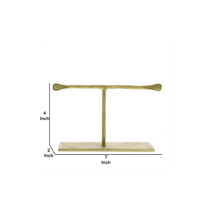 Iron Jewellery Stand with Flat Base and T Shaped Structure, Gold