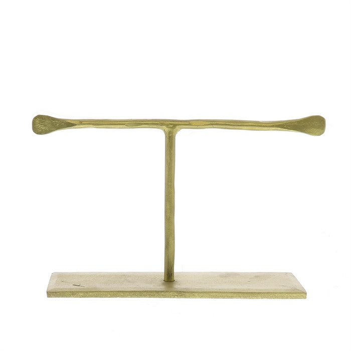 Iron Jewellery Stand with Flat Base and T Shaped Structure, Gold