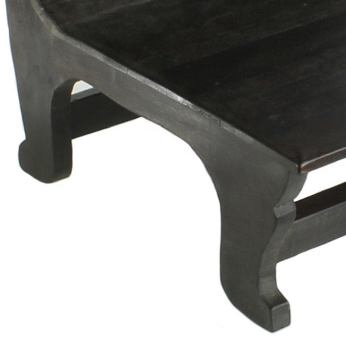 Modern Style Wooden Low Seated Chair with Footrest, Black