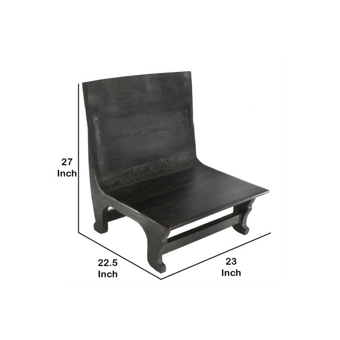 Modern Style Wooden Low Seated Chair with Footrest, Black