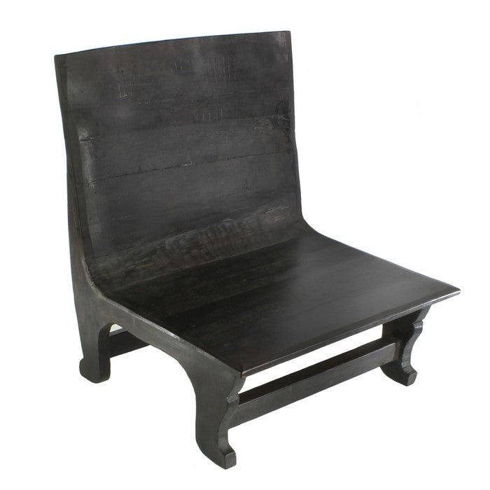Modern Style Wooden Low Seated Chair with Footrest, Black