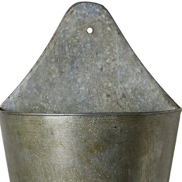 Traditional Style Semi Conical Shaped Iron Wall Bucket, Gray