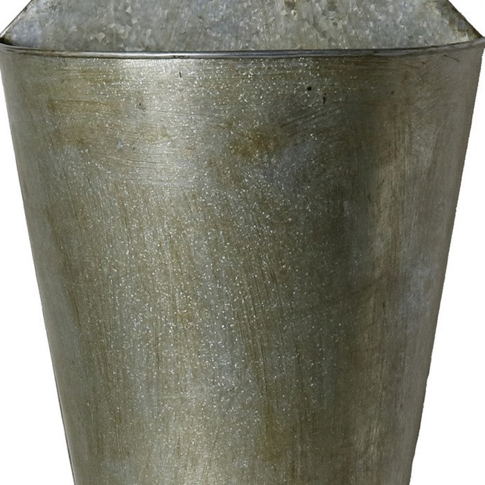 Traditional Style Semi Conical Shaped Iron Wall Bucket, Gray
