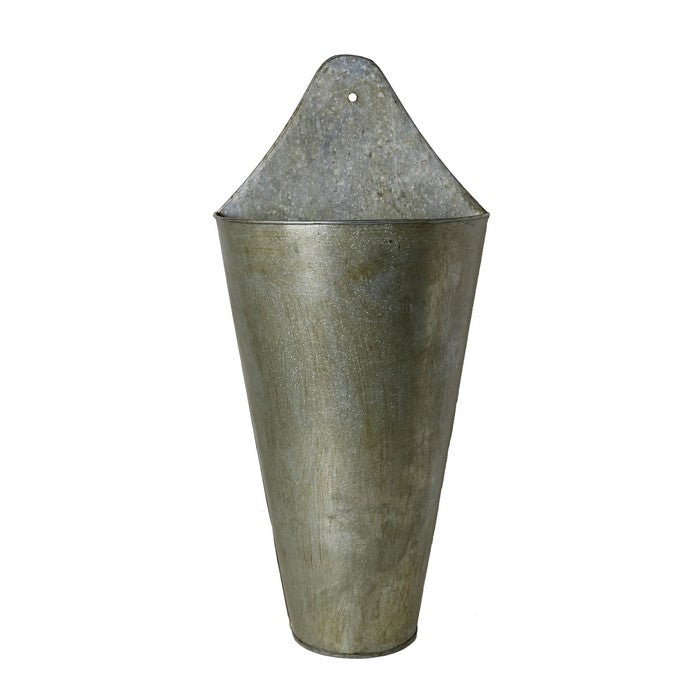 Traditional Style Semi Conical Shaped Iron Wall Bucket, Gray