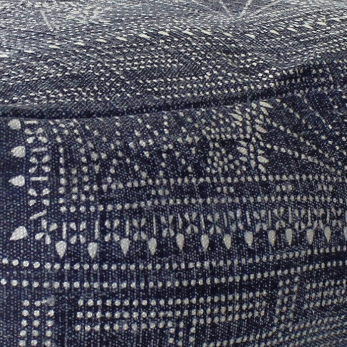 Traditional Style Thick Rectangular Pouf with Batik Print, Blue