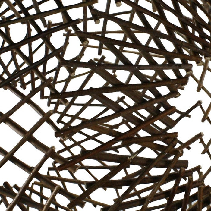 Contemporary Style Expandable Twig Sphere with Chain for Hanging, Brown