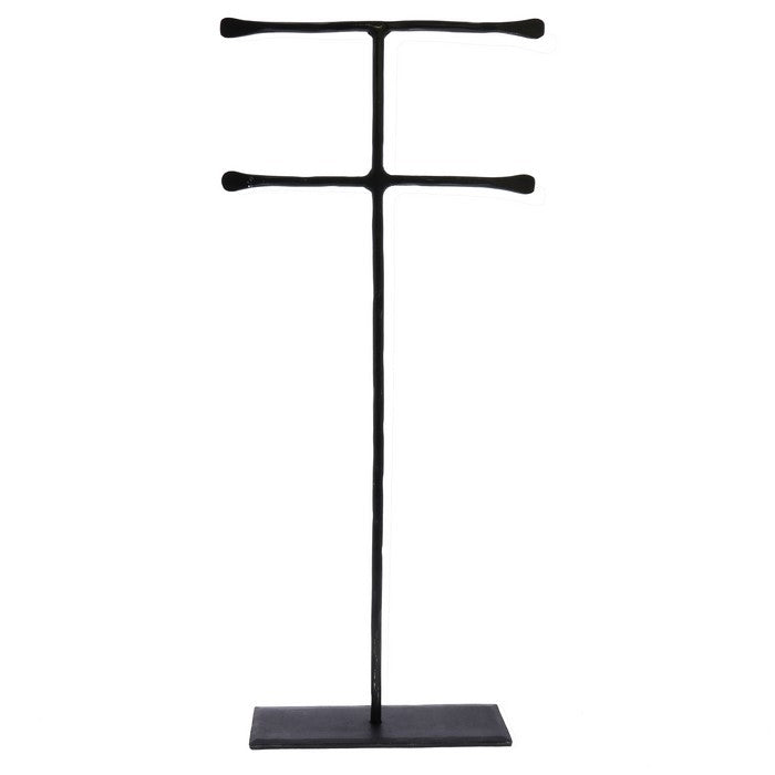 Double T Shaped Iron Jewellery Stand with Flat Base, Black
