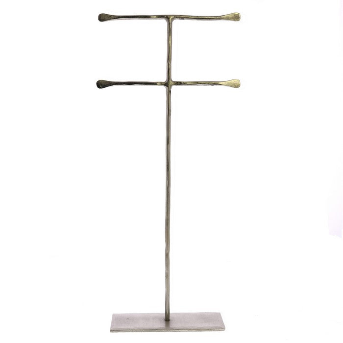 Double T Shaped Iron Jewellery Stand with Flat Base, Silver