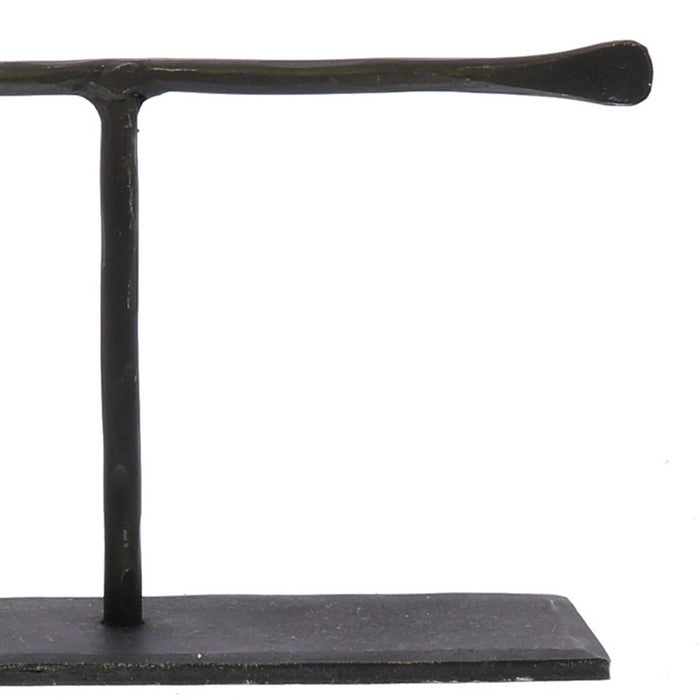 T Shaped Iron Jewellery Stand with Flat Base and Flattened Ends, Black