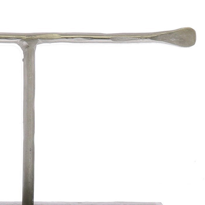 T Shaped Iron Jewellery Stand with Flat Base and Flattened Ends, Silver