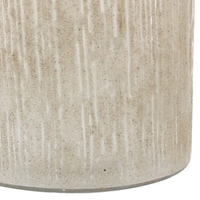 Modern Style Glass Hurricane with Sand Enamel Design, Beige