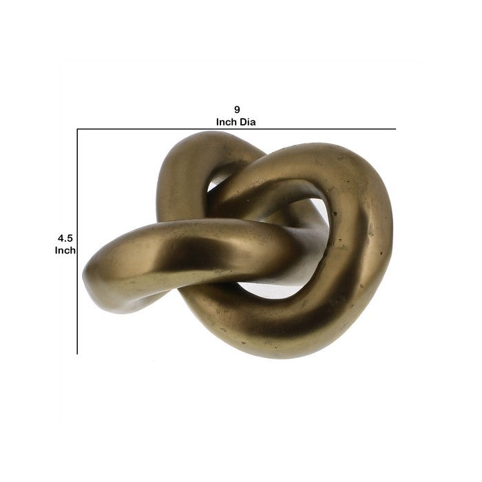 Contemporary Styled Metal Infinity Knot Decor with 3 Loops, Gold