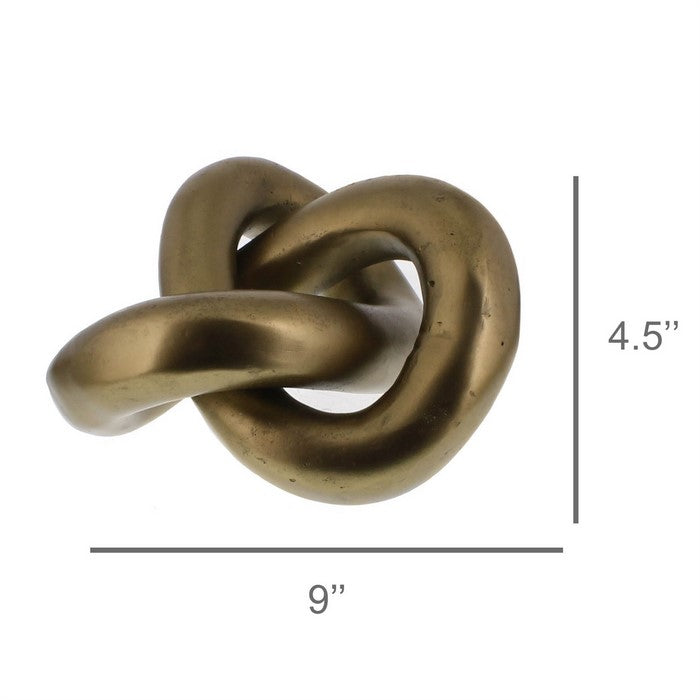 Contemporary Styled Metal Infinity Knot Decor with 3 Loops, Gold