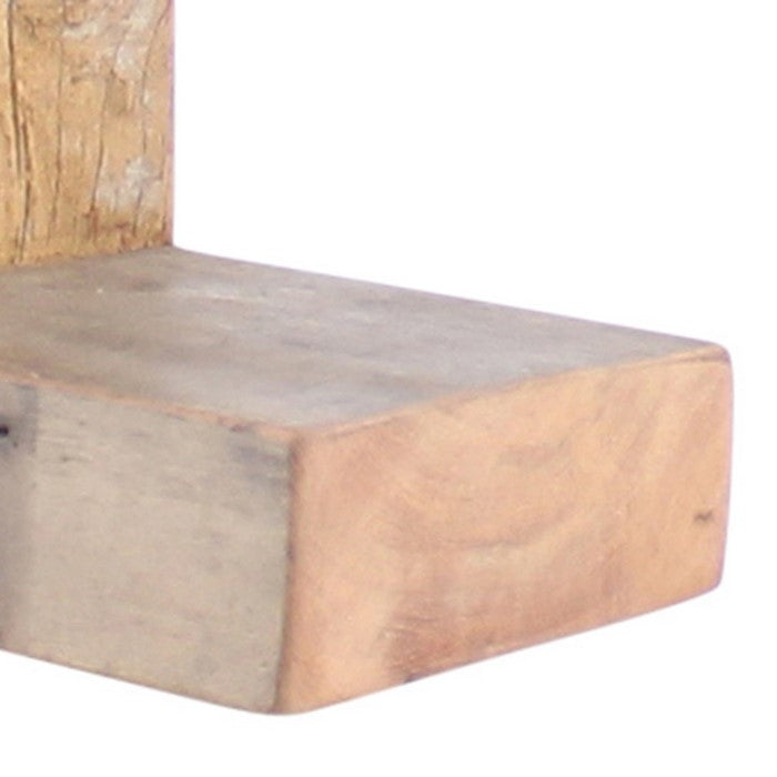 Traditional Wooden L Shaped Shelf in Distressed Finish, Brown