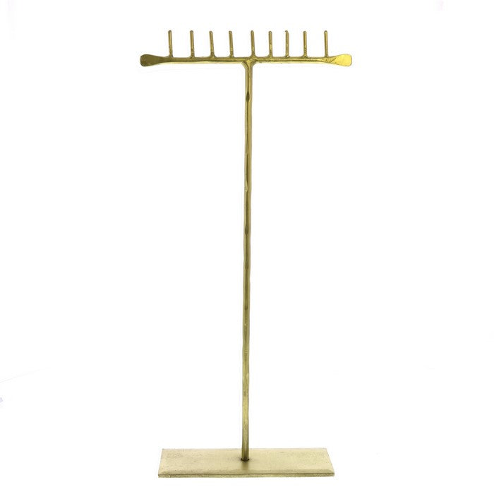 Forged 14 inch T Shape Iron Jewellery Stand with Flat Base, Gold