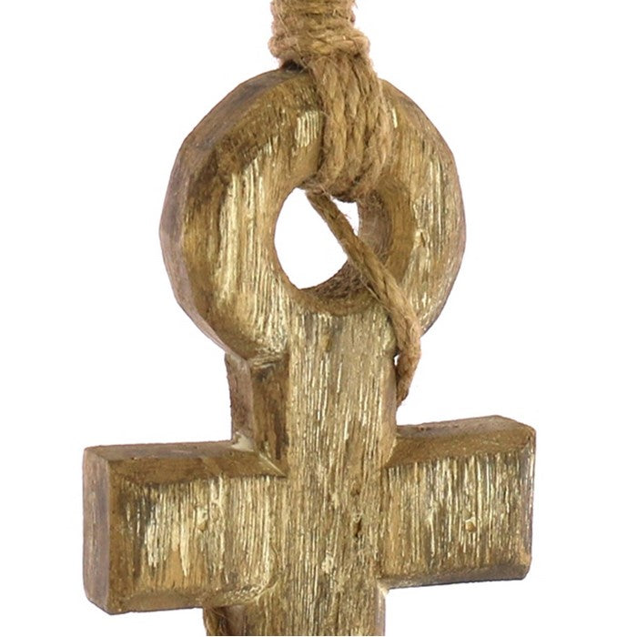 Contemporary Styled Wooden Large Size Anchor with Rope, Brown