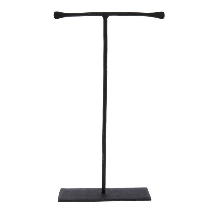 Forged T Shape Iron Jewellery Stand with Flat Base, Black