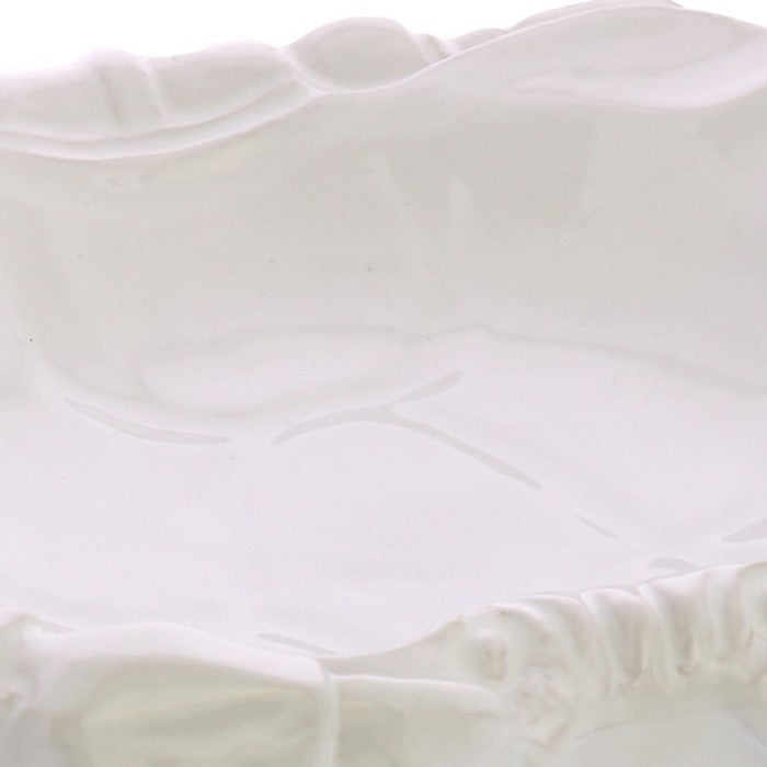 Transitional Styled Ceramic Crab Shaped Large Soap Dish, White