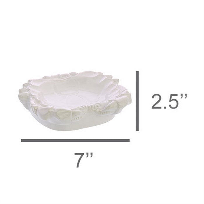 Transitional Styled Ceramic Crab Shaped Large Soap Dish, White