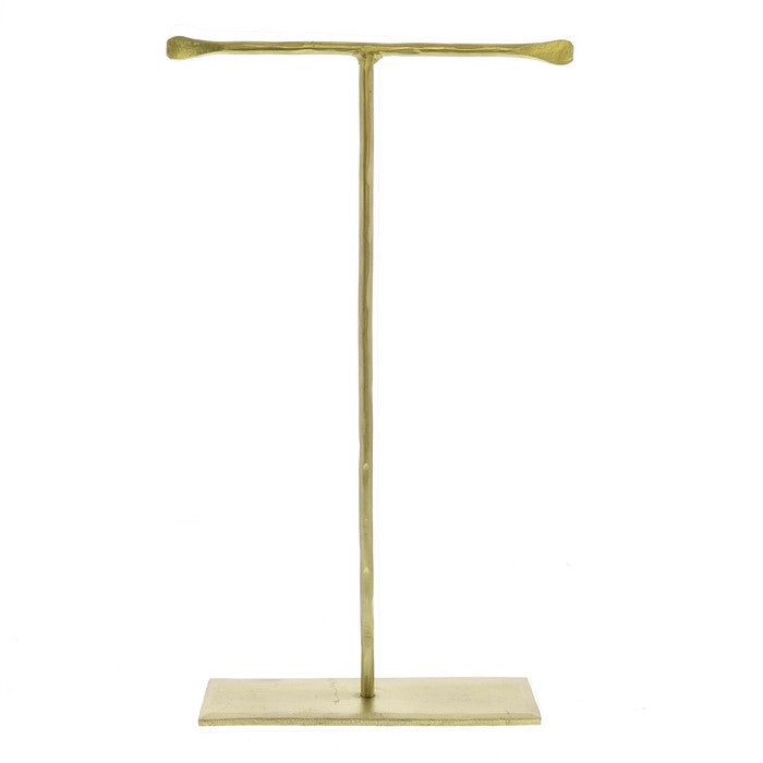 Forged T Shape 12 inch Iron Jewellery Stand with Flat Base, Gold