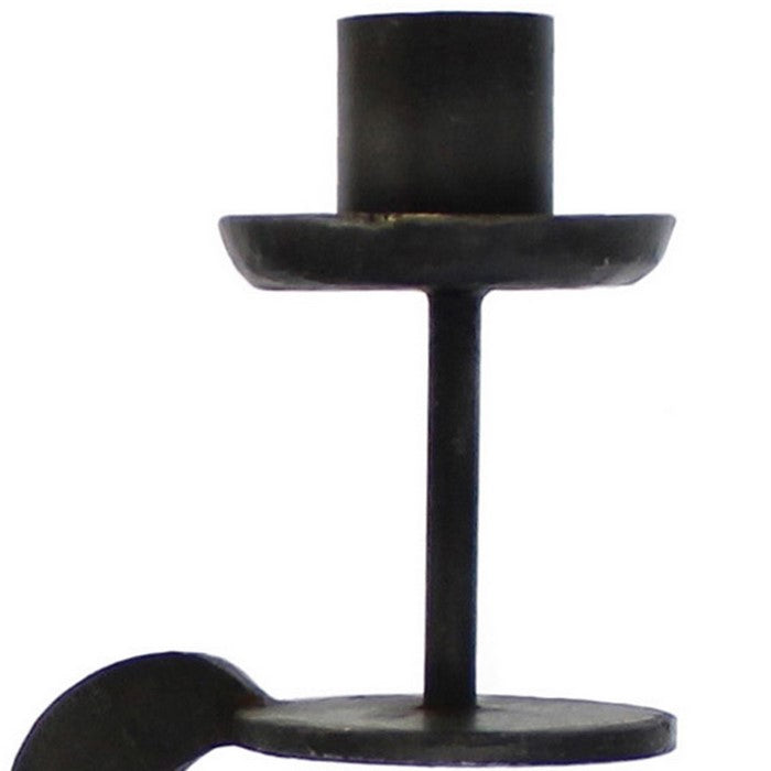 Antique Style Metal Taper Holder with Mountable Bottom Screw, Black