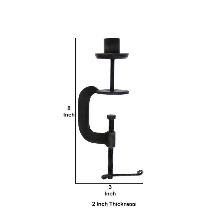 Antique Style Metal Taper Holder with Mountable Bottom Screw, Black