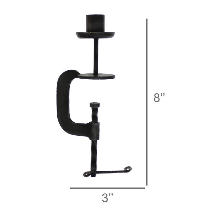 Antique Style Metal Taper Holder with Mountable Bottom Screw, Black