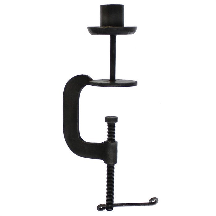 Antique Style Metal Taper Holder with Mountable Bottom Screw, Black